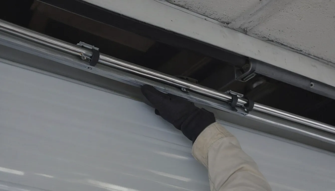 Garage door track and rollers being checked on a home in the Painesville area